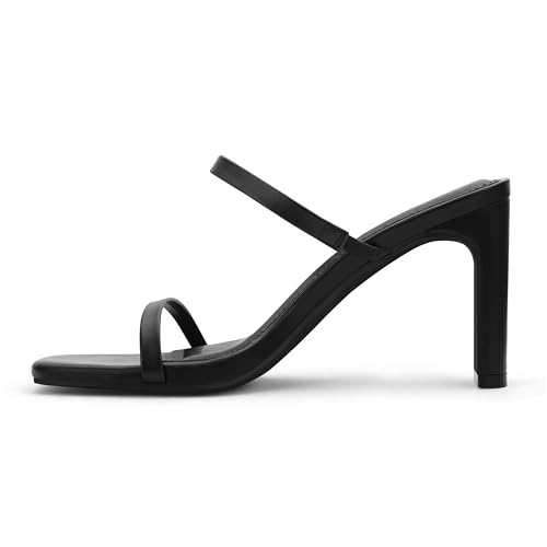 Image of Carcuume Women's Square Toe Two Strap Open Toe Block Heels Sandals Slip On Shoes