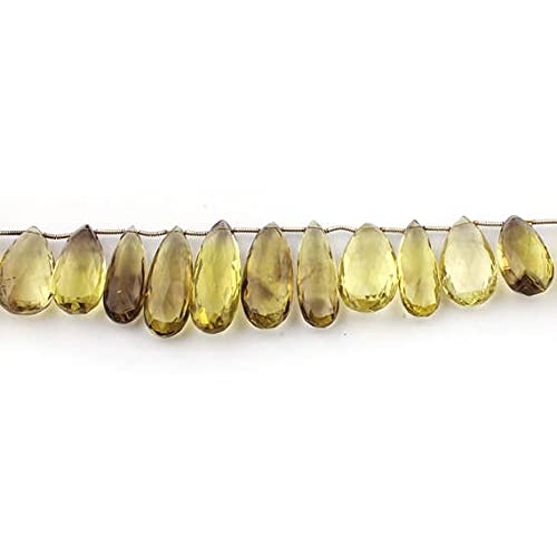 Quartz citron et fumé en briolettes poire pour création de bijoux de lithothérapie