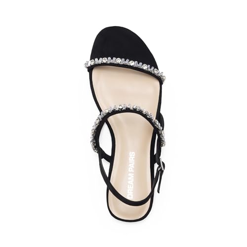 Image of DREAM PAIRS Women's Rhinestone Sandals Open Toe Casual Dressy Sparkly Comfortable Flat Summer Shoes