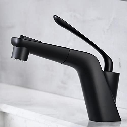 Grifo de lavabo extraíble negro monomando de latón para agua fría y caliente 5