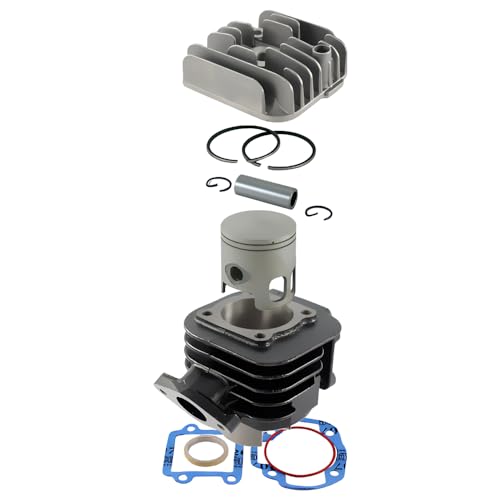 R M S Gruppo Termico 70cc d.47mm in Ghisa per Motore Minarelli Verticale - Compatibile con M B K Booster, Spirit, NG, Y a m a h a BW'S, Spy, Bump, A p r i l i a Amico, SR - Spinotto 10mm