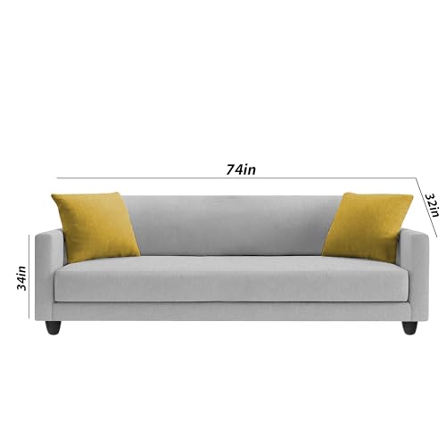 Image of Casaliving Dominic 3 Seater Sofa Set for Living Room (Grey Fabric) Premium Fabric Sofa