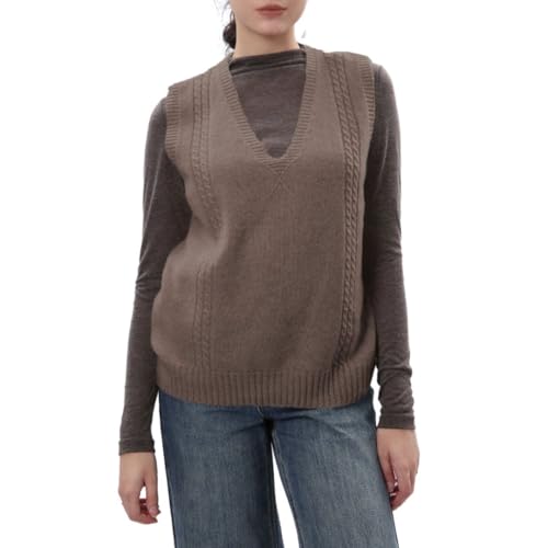 Image of Amazhiyu Womens 100% Wool Sweater Vest Sleeveless V Neck Knitted Pullover Top