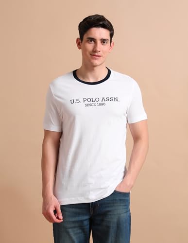 Image of U.S. Polo ASSN. Brand Printed Cotton T-Shirts for Men - Half Sleeves Mens Casual T Shirts