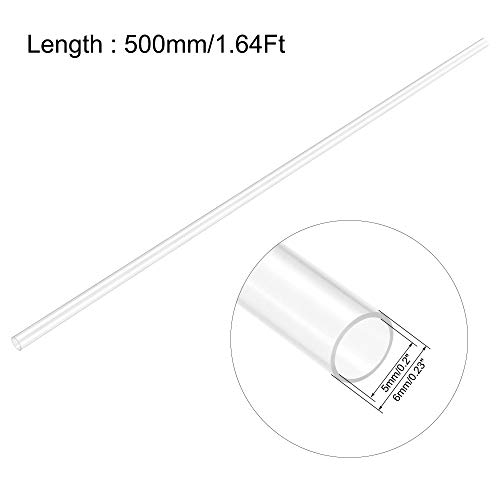 Image of uxcell 2pcs Clear Rigid Tubing 5mm(3 /16'') ID x 6mm(1 /4'') OD x 1.64Ft Length Round Plastic Polycarbonate Tube