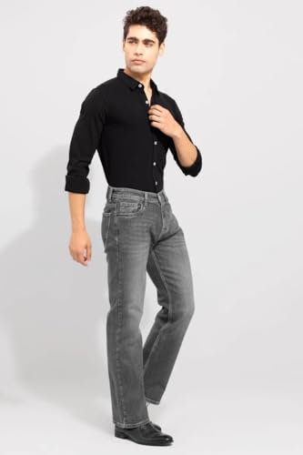 Image of Waltz Men's High Waist Stretchable Boot Cut Wide Leg Flared Casual Denim Bell Bottom Jeans Pants for Men - Comes in Multiple Sizes & Colours (Black, Dark & Light Blue, Grey, White & Khaki) 28 to 40