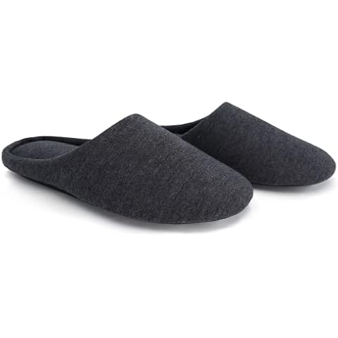 ofoot Women's Memory Foam Cotton House Slippers for Summer - Comfortable,Washable Indoor Bedroom Shoes with Non-Slip Rubber Outsoles (Charcoal Grey, US 7-8) Cover