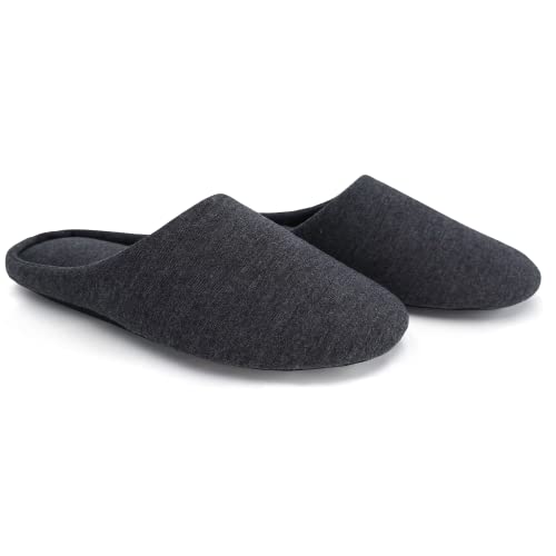 ofoot Women's Memory Foam Cotton House Slippers for Summer - Comfortable,Washable Indoor Bedroom Shoes with Non-Slip Rubber Outsoles (Charcoal Grey, US 7-8)