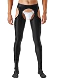 ChiaoLezhee Shiny Leggings For Men, Sheer Underwear Pants, Rave Party Outfits, Lingerie Sissy Clothes Sexy Tights Gay, Black, XX-Large