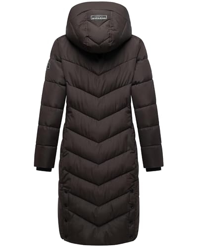 Navahoo Damen Wintermantel Warmer Langer Steppmantel mit Abnehmbarer Kapuze Sahnekatzii XIV Choco Gr. M