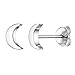 PROSILVER Clou d'Oreille Lune Argent Massif Boucle d'Oreille Simple pour Femme Fille Silver 925 Moon Stud Earrings Bijoux Fantaisie Cadeau Anniversaire Noël