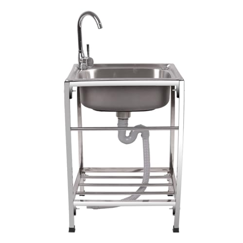 Évier de cuisine commercial robuste en acier inoxydable avec mitigeur eau chaude froide