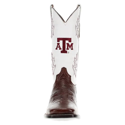 Image of Vaccari Men's Brooks Genuine Smooth Ostrich Leather NCAA Athletics Embroidery Western Cowboy Boots
