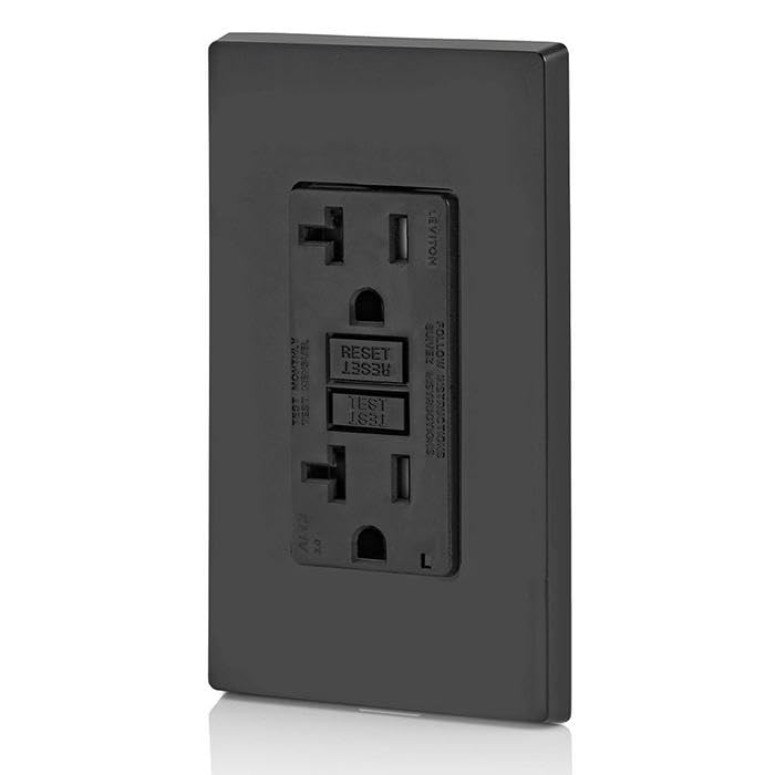 Image of Leviton AFCI Outlet, 20 Amp, Self Test, Tamper-Resistant with LED Indicator Light, Protection from Electrical Fires, AFTR2-E, Black