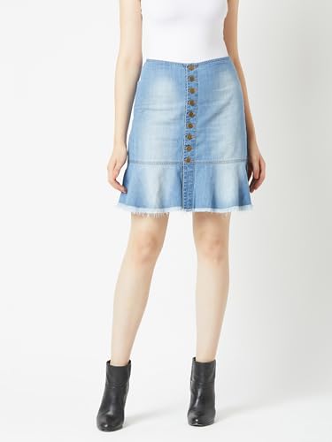 Image of Miss Chase Women's Straight High Rise Mini Denim Skirt