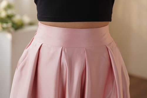 Women’s A-Line Satin Flared Maxi Skirt Long Floor Length High Waist Formal Prom Party Skirts with Pockets4