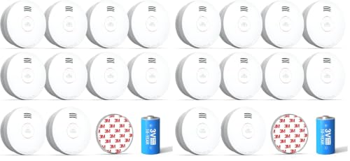 Image of SITERWELL Smoke Detector, Smoke Detector 10 Year Battery with Photoelectric Sensor, Fire Alarm with Low Battery and Fault Warning for House and Bedroom, UL217 Listed, GS525A,20 Packs