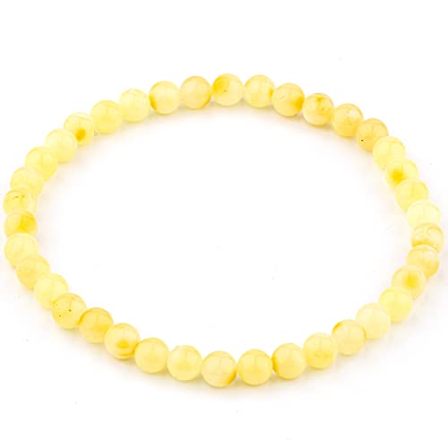 Image of Amber Culture Amber Stretch Bracelet - Handmade 5mm Beads 100% Baltic Natural Baltic Amber Stone - Unisex with Gift Box Multiple Colors