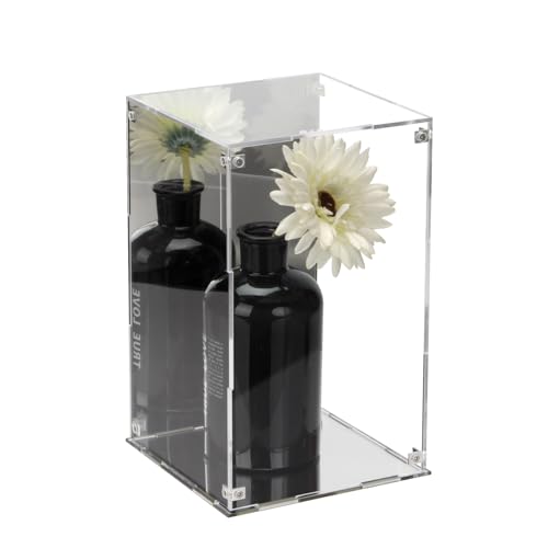 Image of 6x6x10Inch Assemble Clear Acrylic Box with Mirror Back and Base | Removable Display Case with Lid for Collectibles, Countertop Decorative Storage Box for Display Action Figures Jewelry
