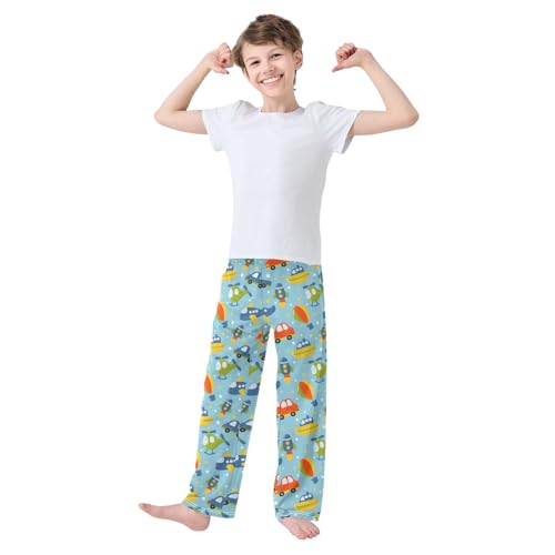 ZZXXB Aircraft Rocket Boys Long Pants Soft Trousers Elastic Waist Kids Lounge Bottoms with Pockets S-XL2