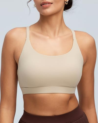 Image of RUNNING GIRL Sports Bras for Women,Light Impact Molded Cup Strap Sports Bra with Sewn in Pads,Best for A-C Cup