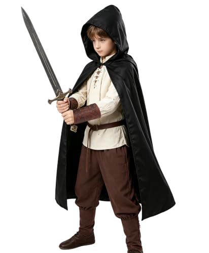 Image of 8 Pcs Medieval Costume for Boys Renaissance Viking Pirate Tunic Outfit for Kids