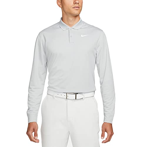 Nike Dri-Fit Victory Men's Long-Sleeve Golf Polo (As1, Alpha, X_L, Regular, Regular, Light Smoke Grey/White) #TOP17
