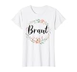 Damen Bride To Be Engagement Blumenkranz JGA Party Braut T-Shirt