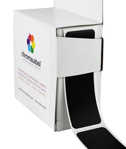 ChromaLabel 1 x 3 Inch All Purpose Permanent Color Code Rectangle Labels, 250 Labels per Dispenser Box, Black
