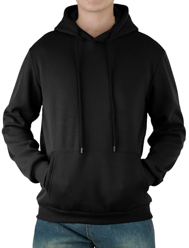 Mens Hooded Sweatshirt Casual Long Sleeve Fleece Hoodies Drawstring Workout Pullover with Kanga Pocket2