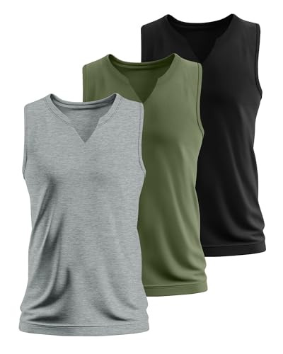 Ficerd 3 Pack Men's Big and Tall Muscle Tank Tops V Neck Sleeveless Shirts Plus Size Summer Casual Lightweight Tees2