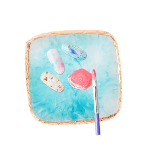 WEKADRIN Paleta de Resina para Manicura Azul Paleta Cuadrada para Mezcla y Exhibición de Esmalte de Uñas Ligera y Fácil de Limpiar para Profesional y Hogar