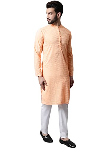 Image of Jompers Men's Regular Fit Cotton Embroidered Kurta Set