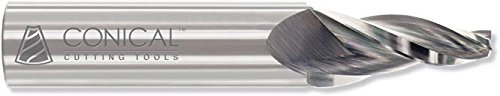 Conical Tool Company J-205 10.0° HSS Tapered End Mill - 3 Flute x 1/8'' Tip x 0.5658'' Large Diameter x 1/2'' Shank x 1 1/4'' Length of Cut x 3 1/4'' Overall Length