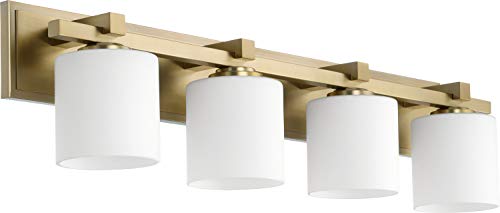 Lowest Price Quorum International 4-LT Cylinder Vanity - Aged Brass - 5369-4-80