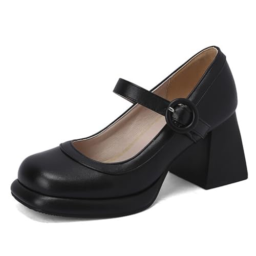 Women's Retro Leather Colorblock Block Heel Mary Jane Shoes Classic Elegant Square Toe High Heels Wedding Dress High Heels Comfortable Casual Formal Business Office Work Shoes