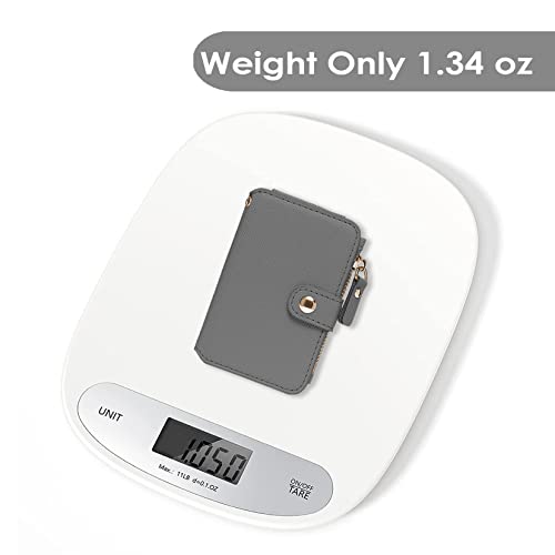 Image of Keychain wallet, Rfid Blocking Credit Card Holder Leather, Zipper Card Case for Women, Gray, Fashion