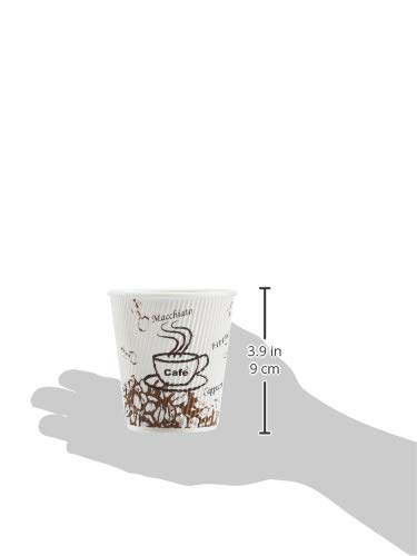 Amazon Basics Insulated Ripple Wall Hot Cup, Café Design, 10 oz, 120-Count