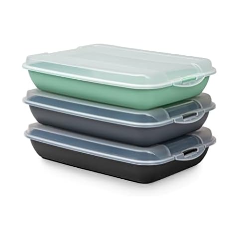 Hausfelder food saver trays and sausage box, set of 3, stackable slicing boxes, fridge sausage box made of plastic Cover