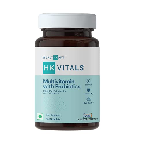 HealthKart HK Vitals Multivitamin with Probiotics, With Vitamin C, Vitamin B, Vitamin D, Zinc, Supports Immunity and Gut health, For Men and Women, 60 Multivitamin Tablets HealthKart HK Vitals Multivitamin with Probiotics, With Vitamin C, Vitamin B, Vitamin D, Zinc, Supports Immunity and Gut health, For Men and Women, 60 Multivitamin Tablets