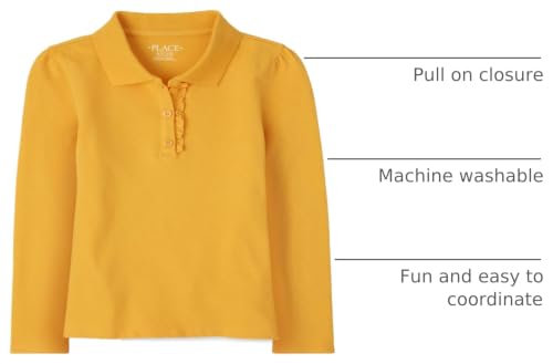 Image of The Children's Place Girls' Uniform Long Sleeve Ruffle Pique Polo