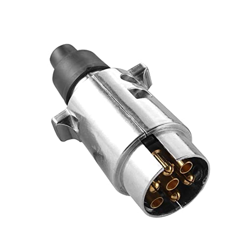 DARKGUARD 1pedazo Enchufe 7pines Remolque Metal 12vISO1724,Impermeable,Zócalo Caravana 7Pines Macho, Adaptador Enchufe 7pin per Remolque,Conector 7polos 12v per Remolque Camión Caravana (DG7PM-1)