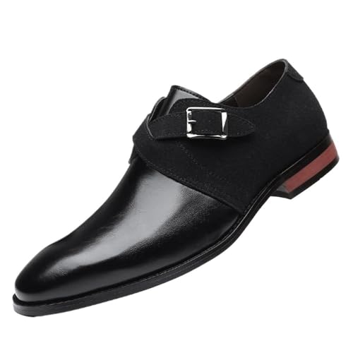 Dress Shoes for Men Two Tone Monk Anti-Slip Office Business Synthetic Pu Suede Leather Casual Slip-on Breathable