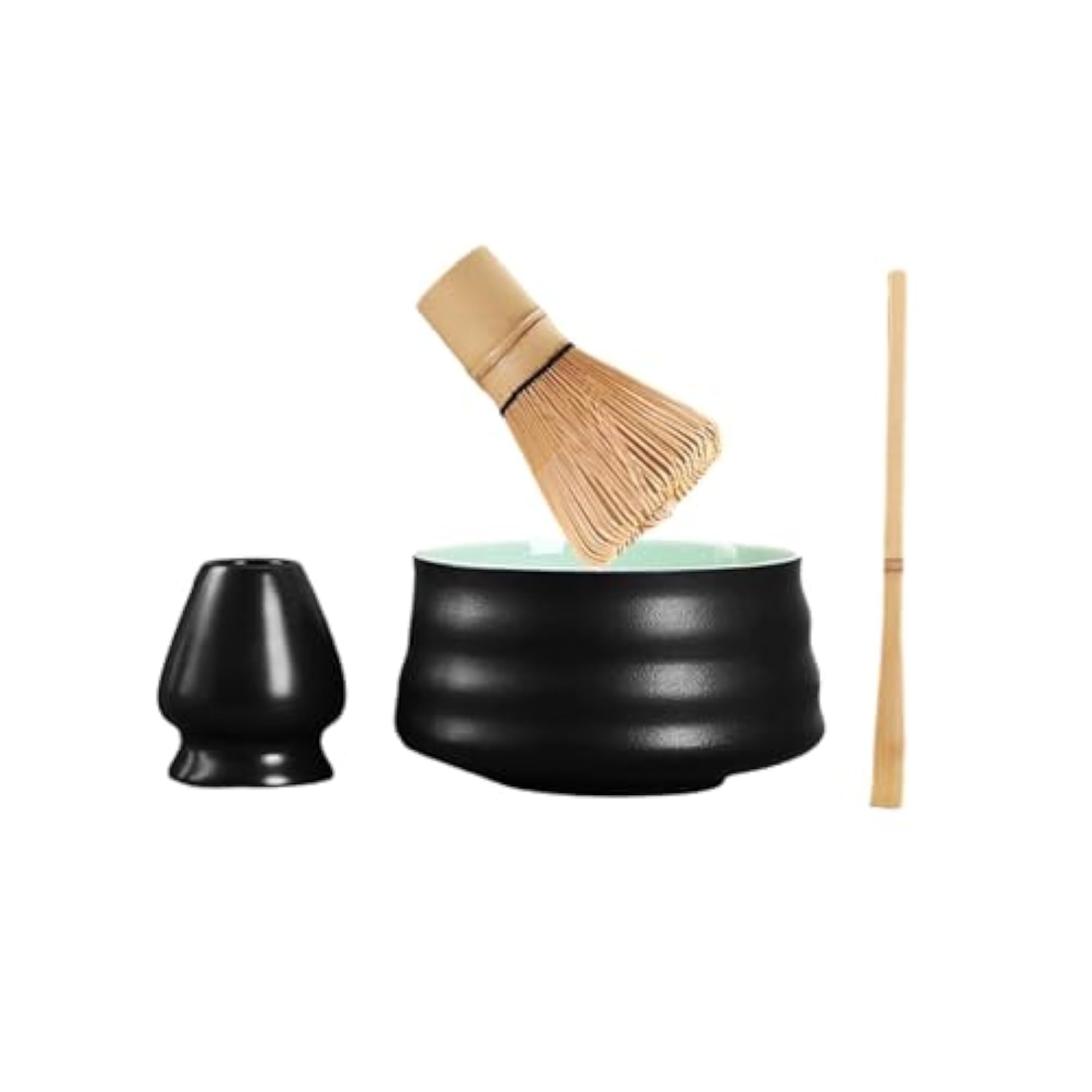 4 Pieces Bamboo Matcha Whisk Spoon and Holder Set