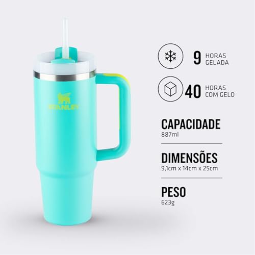 Stanley - Copo Quencher H2.0 FlowState 887ml - Copo de aço inoxidável com tampa, isolamento a vácuo,