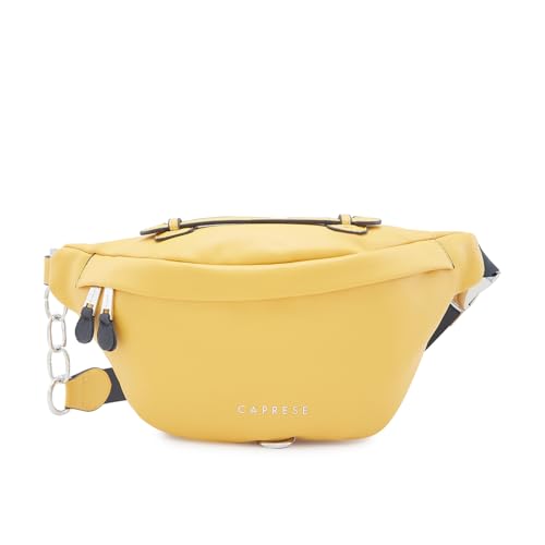 Image of Caprese Women's Fanny Pack Medium Stylish Polyester Waist Bag for Travel, Festivals, Hiking & Daily Use (Yellow)