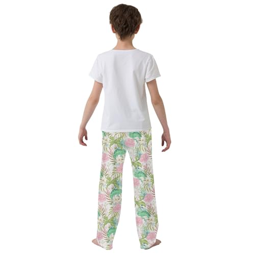 Chameleon Peony Flowers Boys Long Pants Soft Trousers Elastic Waist Kids Lounge Bottoms with Pockets S-XL3