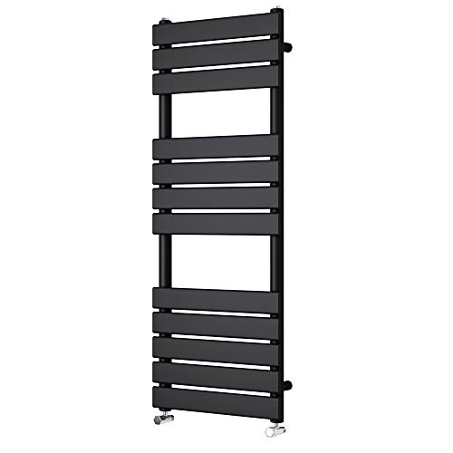 NRG Contemporary Flat Panel Bathroom Heated Towel Rail Radiator Rad Warmer for Living Room and Kitchen - 1200 x 450 Black