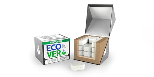 Ecover Power Dishwasher Tablets, All-In-One Dishwasher Salt & Rinse Aid, Power Cleaning, Mandarin and Lemongrass Scent, Pack of 1, 24 Tablets