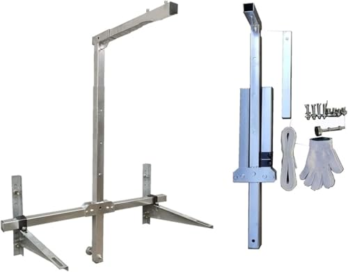 Grúa de elevación para instalación de Aire Acondicionado, Soporte de elevación + cabrestante Manual, grúa pequeña Plegable lateralmente (Plegable + cabrestante de 10 m)
